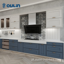 armários de conjunto de cozinha armário de móveis de cozinha azul de madeira